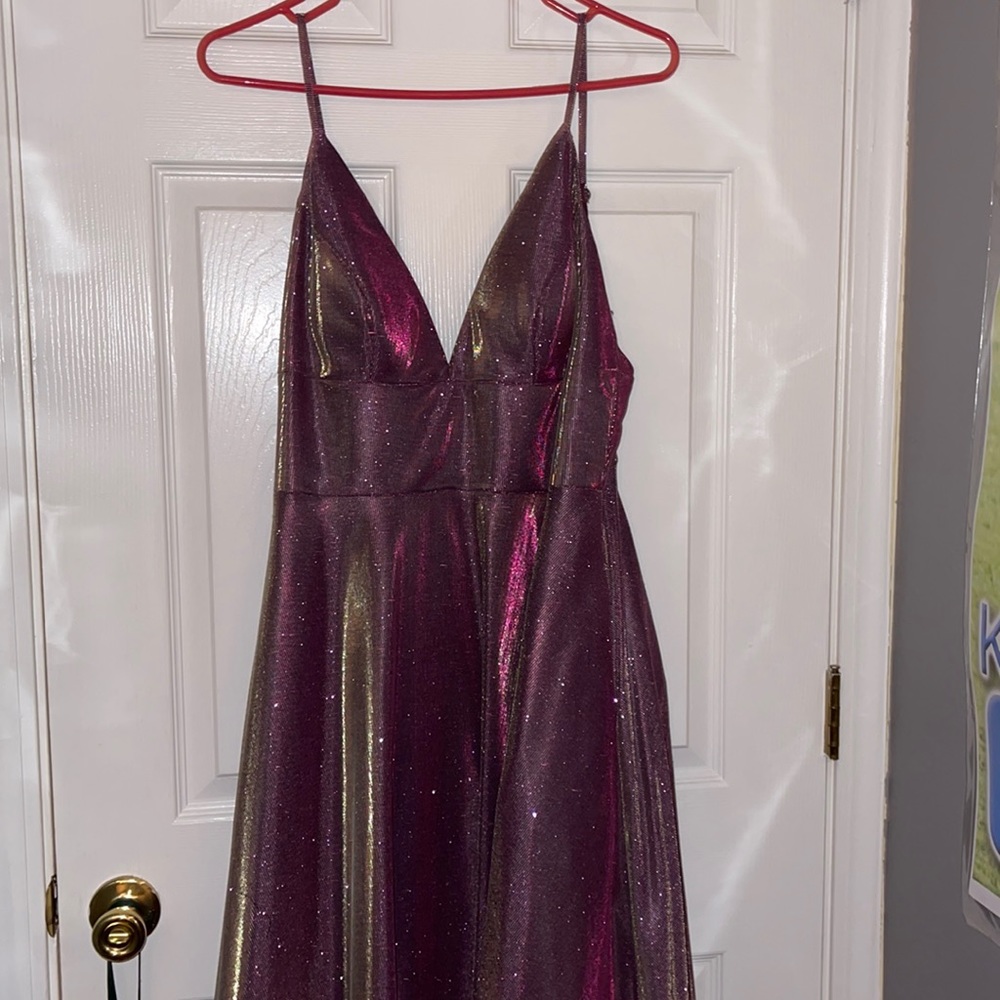 Sparkly purple ball gown dress